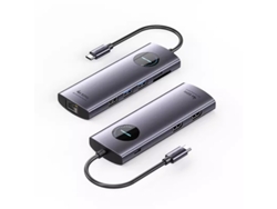 Estación de acoplamiento Yizhood Hub USB C a HDMI Displayport Adaptador USB 3.0 9 en 1 USB tipo C o lector de tarjetas SD para MacBook Pro Air PD RJ45 gris