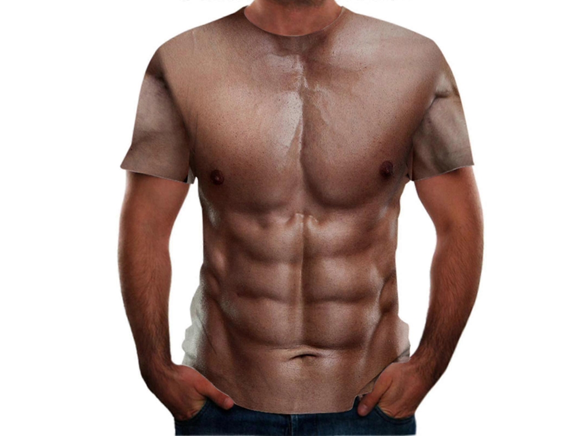 Camiseta de manga corta para hombre con estampado muscular 3D, ideal para el verano.