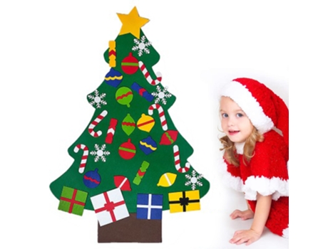 Conjunto de árbol de Navidad de fieltro DIY adornos desmontables, regalos de Navidad para colgar en la pared para niños, un estilo
