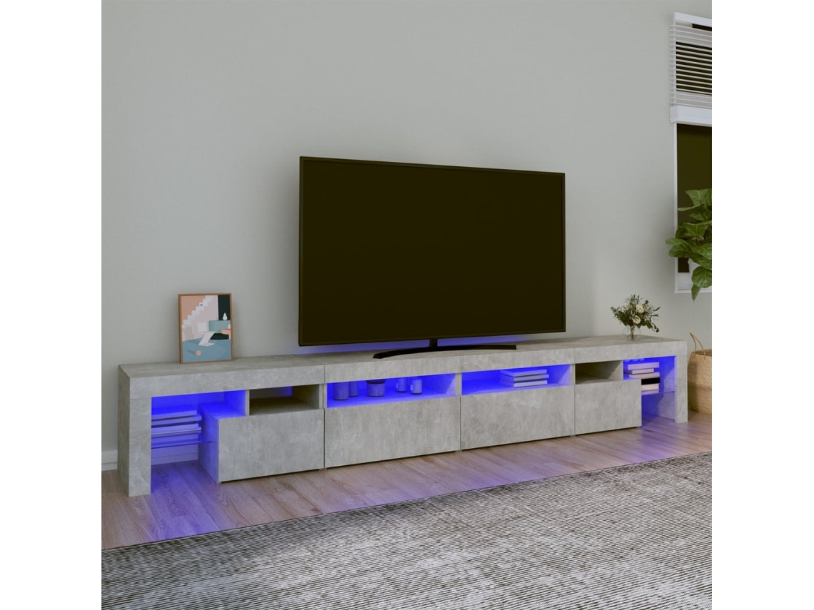 Estantería/Mueble de TV con luces Led 260X36,5X40 Cm Gris Cemento
