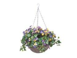 Homescapes Purple And Yellow Pansy Hanging Basket, 60 Cm