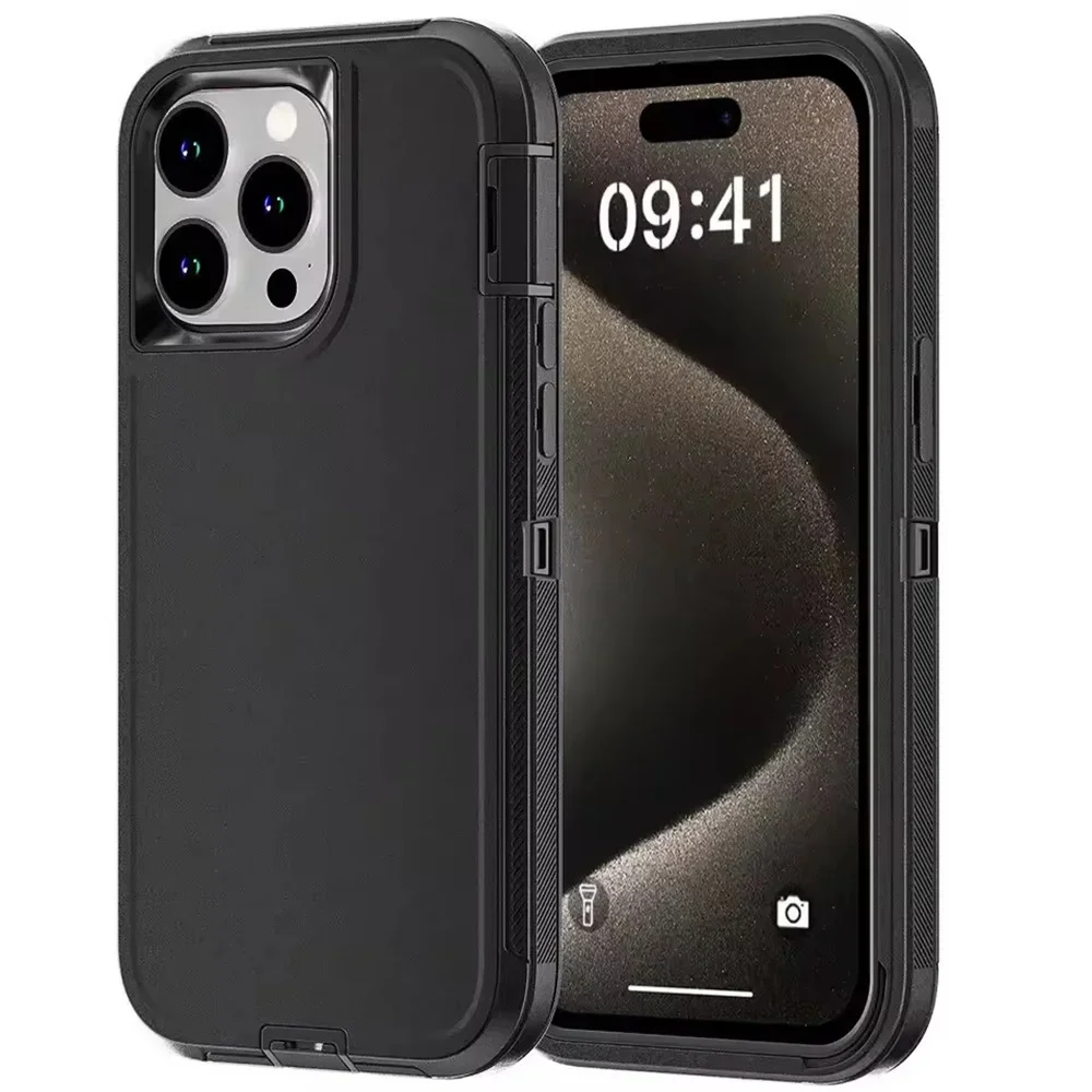 (negro, Iphone 15 Plus) Funda Para Teléfono 3 En 1 A Prueba De Golpes De Grado Militar, Adecuada Para Iphone, Funda Protectora Antivibración.