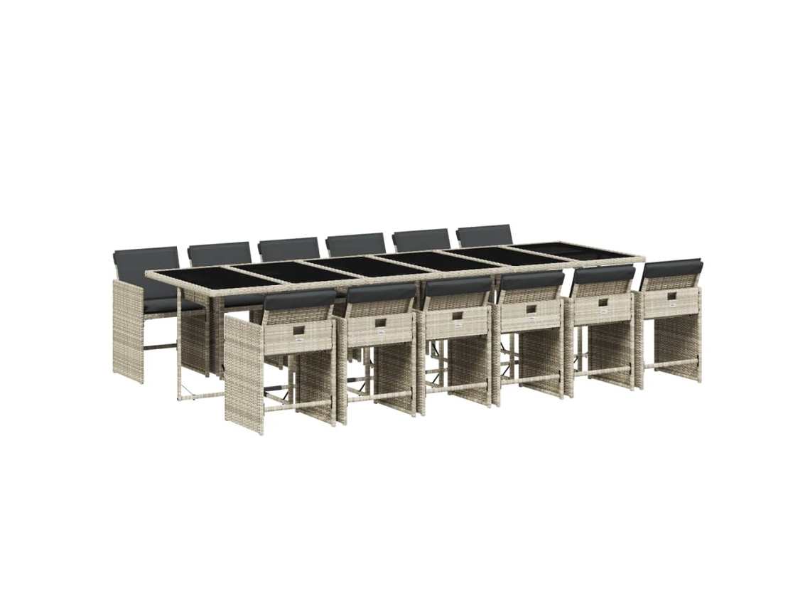 Maison Exclusive - Set Comedor Jardín Y Cojines 13 Pzas Ratán Sintético Gris Claro