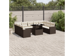 Conjunto de sofás de jardín de 10 piezas con cojines de mimbre marrón de DKD Home Decor