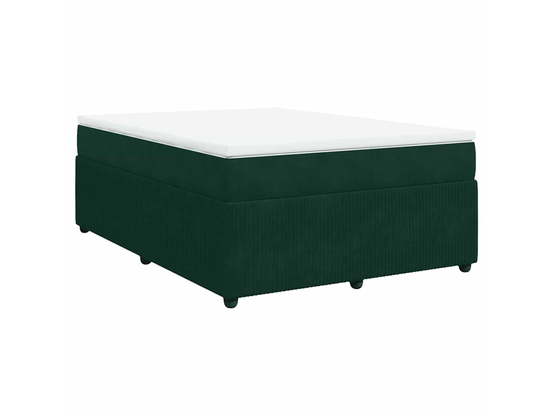 Maison Exclusive - Cama Box Spring Con Colchón Terciopelo Verde Oscuro 160x200 Cm