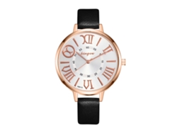 Reloj Analógico Sencillo Y Delgado Para Mujer De Piel Sintética Con Movimiento De Cuarzo Negro.