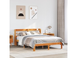 Cama Sin Colchón Madera Maciza De Pino Marrón Cera 140x190 Cm