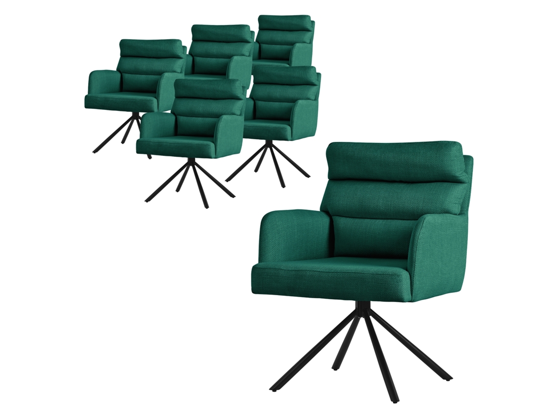 ML-DESIGN sillas de comedor giratorias juego de 6 verde oscuro