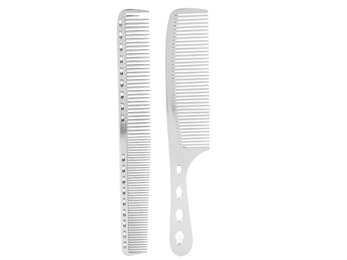 2pcs Peine De Pelo Espacio Aluminio Acero Inoxidable Antiestático Peine De Corte Herramienta De Belleza