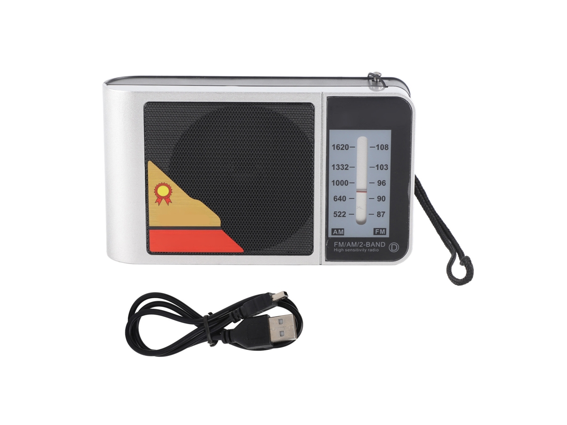 Radio Portátil D-9902 Mini Fm Am De Doble Banda Con Potente Recepción De Señal, Color Plata.