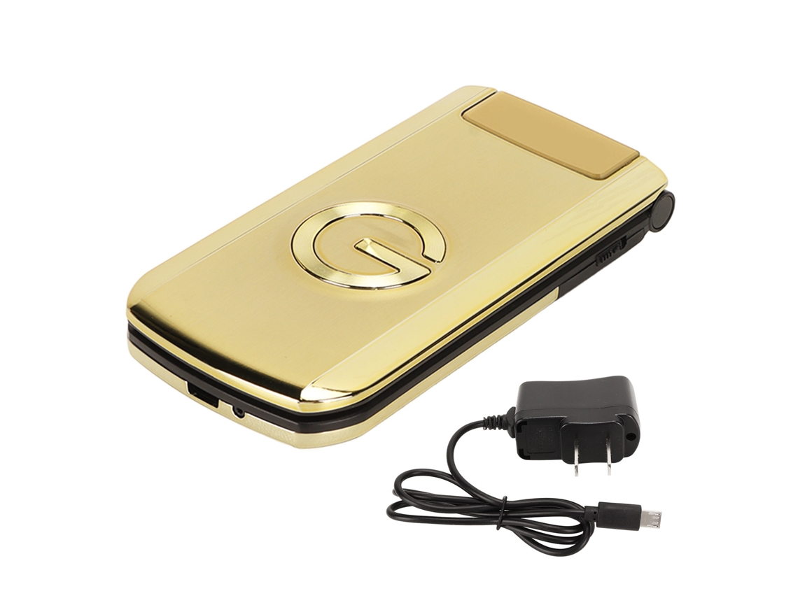 Telefone Flip Para Idosos G9000 Dourado Tela Grande Fonte Grande Som Alto Bateria Longa Dual Sim
