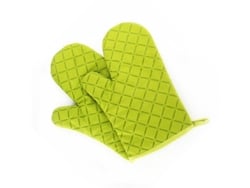 Guantes de cocina Rebe de silicona resistentes al calor, relleno de algodón reciclado, flexibles y antideslizantes (verdes)