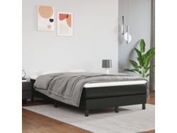 Cama Box Spring Con Colchón Cuero Sintético Negro 120x200 Cm