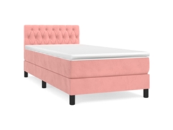 Maison Exclusive - Cama Box Spring Con Colchón Terciopelo Rosa 100x200 Cm