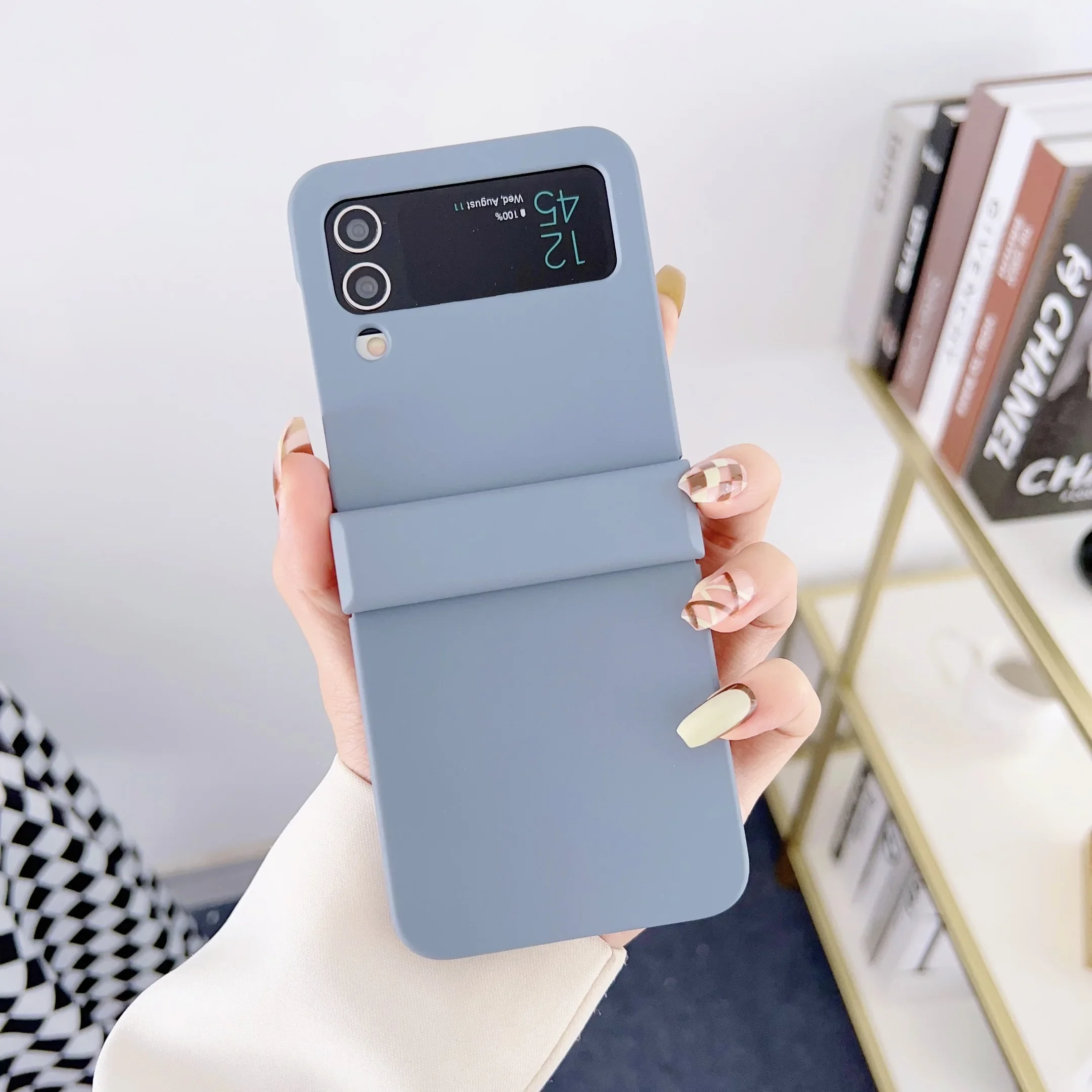 (gris, Galaxy Z Flip5) Funda Plegable Ultradelgada Y Rígida Para Teléfono, A Prueba De Golpes, Agradable Al Tacto Y Altamente Protectora.