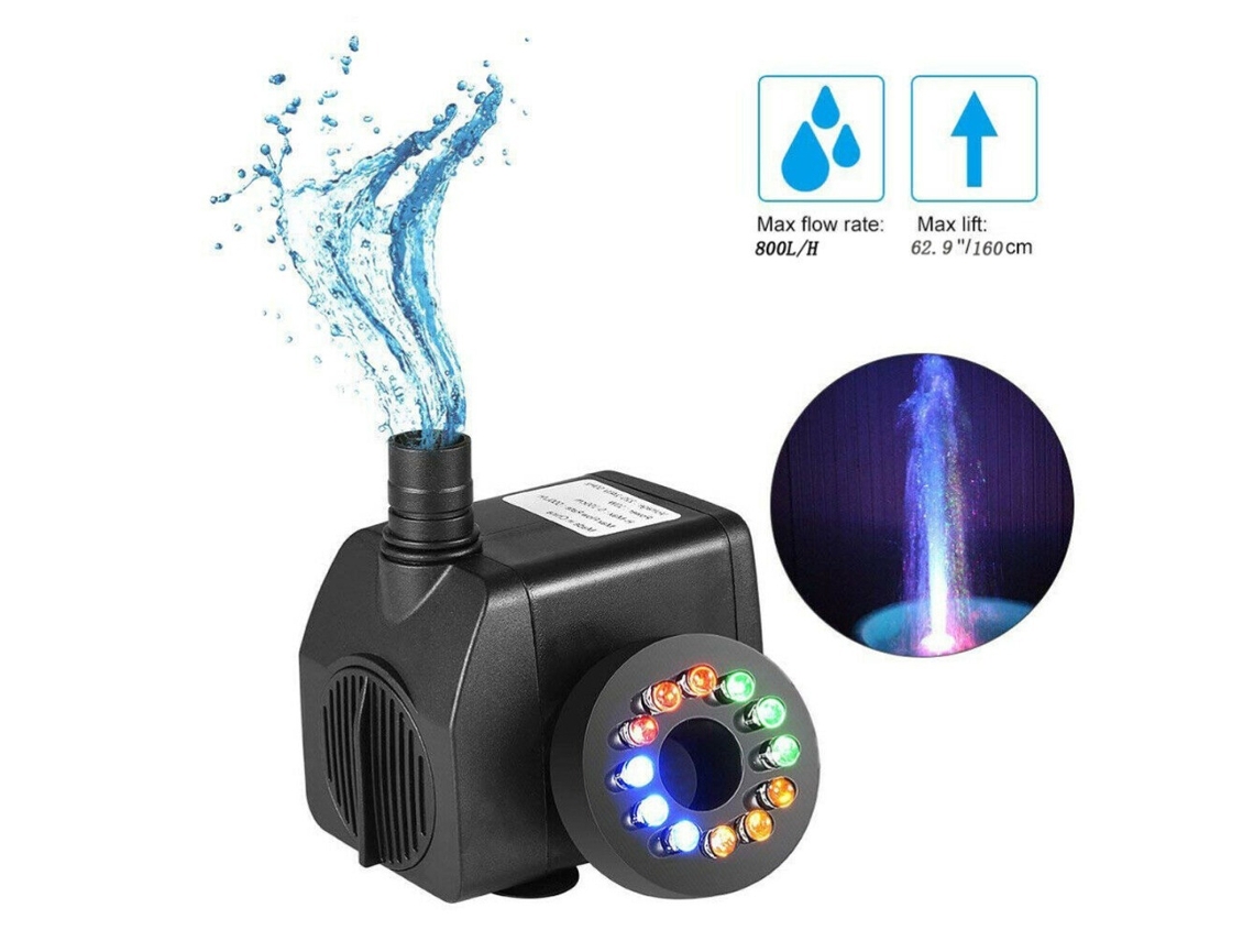 Bomba De Agua Sumergible Con 12 Luces Led, 800 L/h, 220 V, 15 W, Para Acuario, Pecera Y Estanque.,chrui