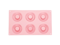 Molde de silicona para donas (6 cavidades, color rosa)