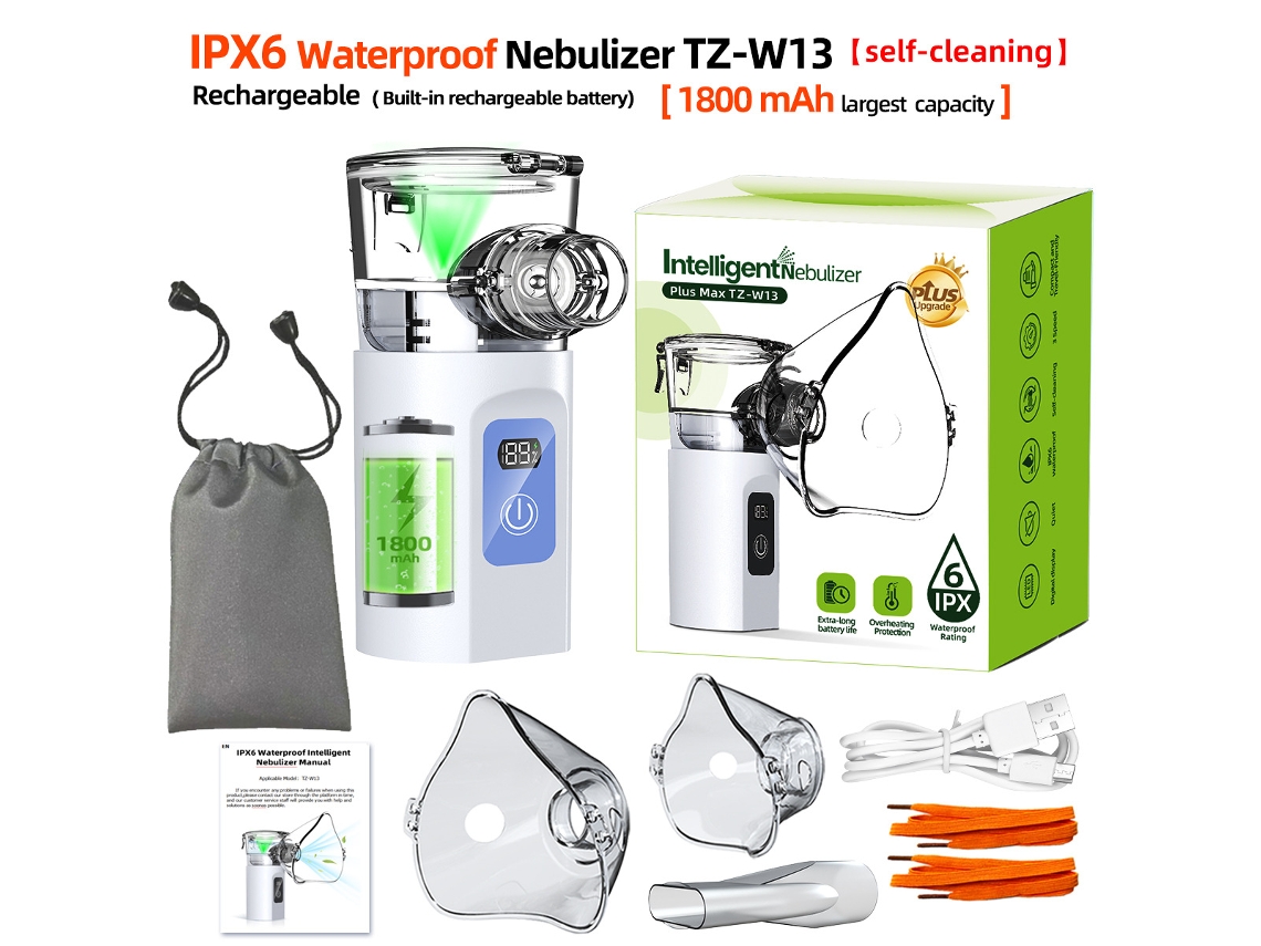 Nebulizador Portátil Azul Ipx6 Resistente Al Agua 1800mah Bolsa Almacenamiento Familia