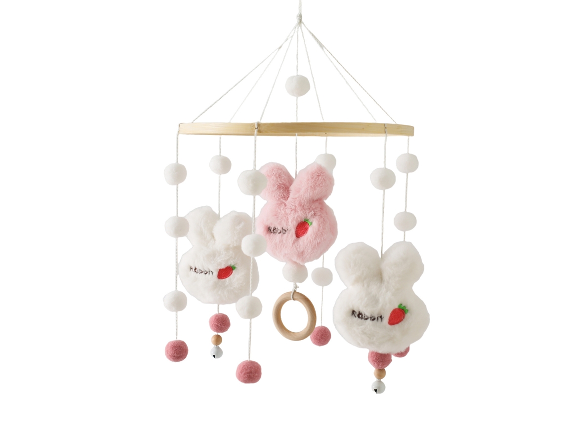 Móvil para cuna, móvil para cochecito, sonajero relajante, peluche rosa CHENNNLS