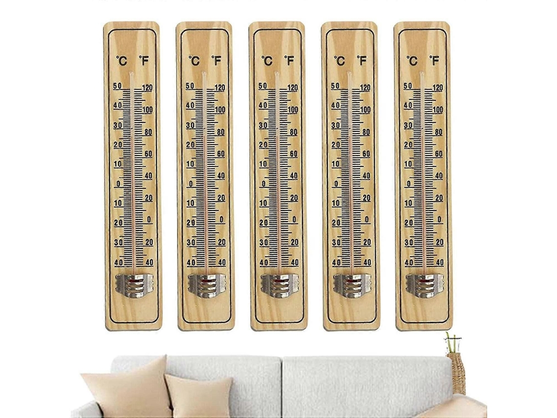 Juego de 5 termómetros de pared Pologmase, ambiente, madera para cocina, termómetros para invernadero, GOKOCO