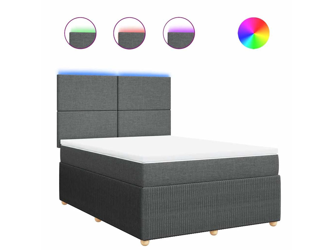 Maison Exclusive - Cama Box Spring Con Colchón Tela Gris Oscuro 160x200 Cm