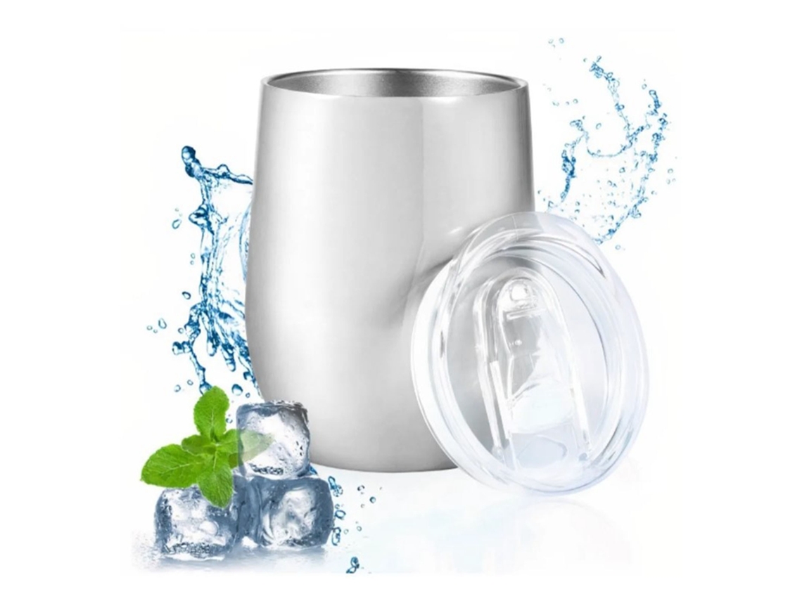 Juego de vasos de acero inoxidable 304 de 12 oz, forma de U con tapa, pajita y cepillo, copa de vino con aislamiento térmico