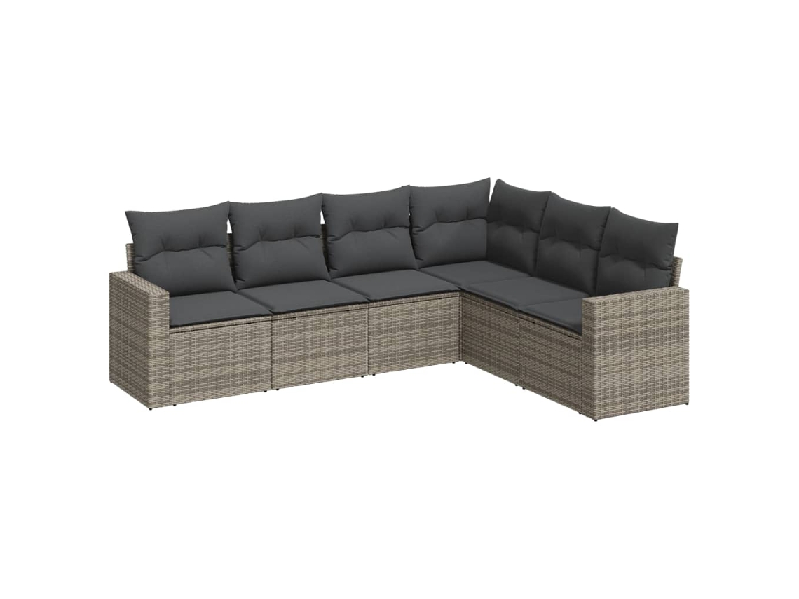 Maison Exclusive - Set De Muebles De Jardín 6 Pzas Y Cojines Ratán Sintético Gris