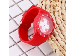 Relógio De Pulso De Quartzo Com Pulseira De Couro Pu Zhoulianfa Com Strass E Mostrador Redondo (vermelho)