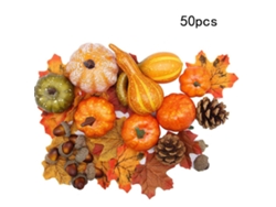 50 Piezas De Accesorios Decorativos De Halloween: Mini Calabazas Y Hojas De Arce Para Manualidades Y Fiestas.