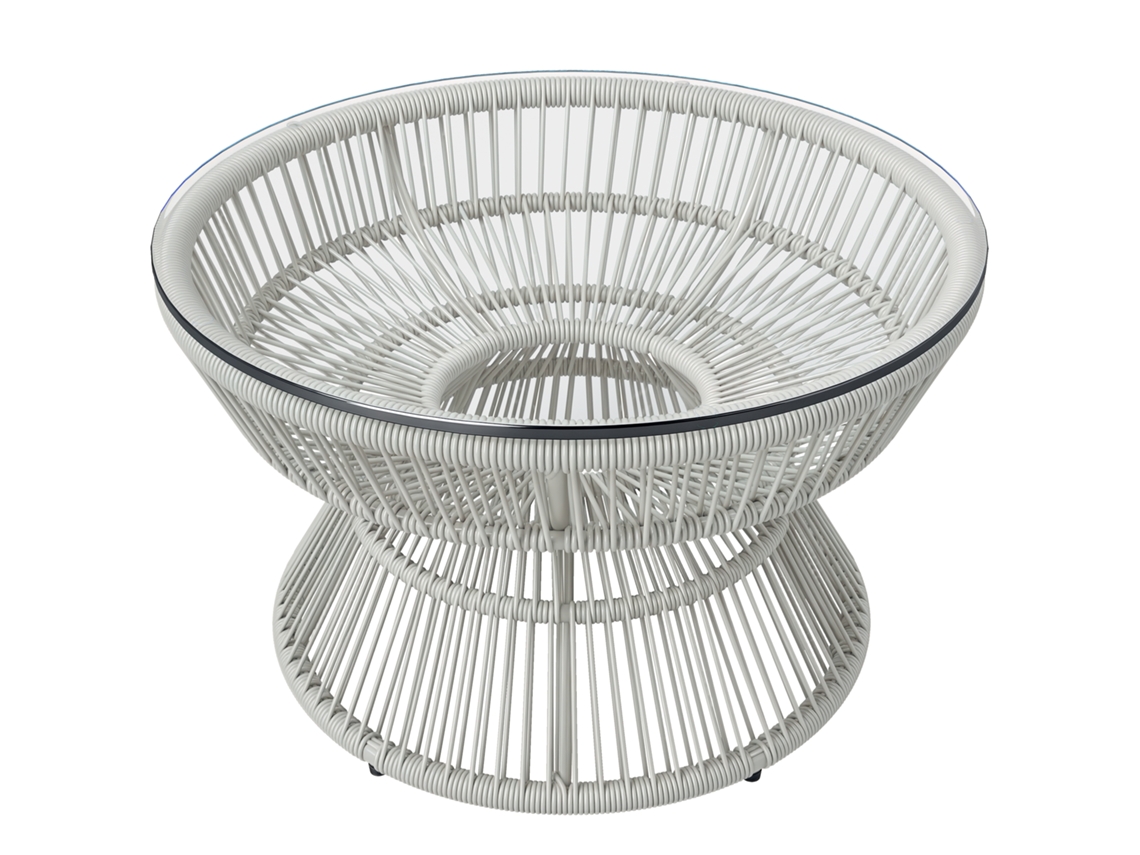 Mesa de centro redonda de resina con tablero de cristal templado, Ø 60x37cm ZENCORE SERVICES