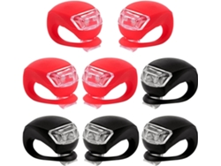 Juego De 8 Luces De Silicona Para Bicicleta Con 3 Funciones Led: Rojo/negro