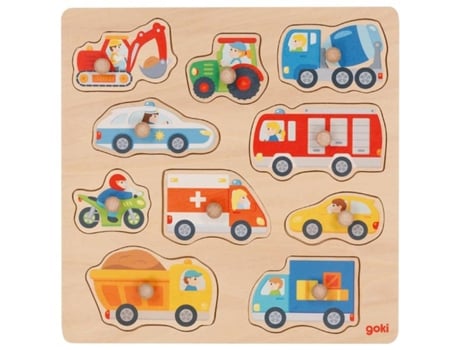 GOKI Puzzle de madera de 10 piezas de vehículos ocultos 57391