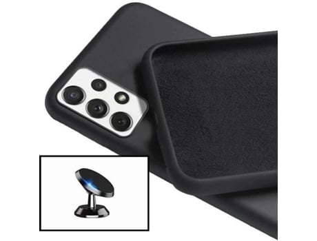 Carcasa + Soporte Magnético Samsung Galaxy A72 5G PHONECARE Silicona Liquida Negro
