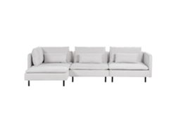 Sofá De Canto Modular De 3 Lugares Estofado Beliani Egeris De Tecido Cinzento 291x151x83