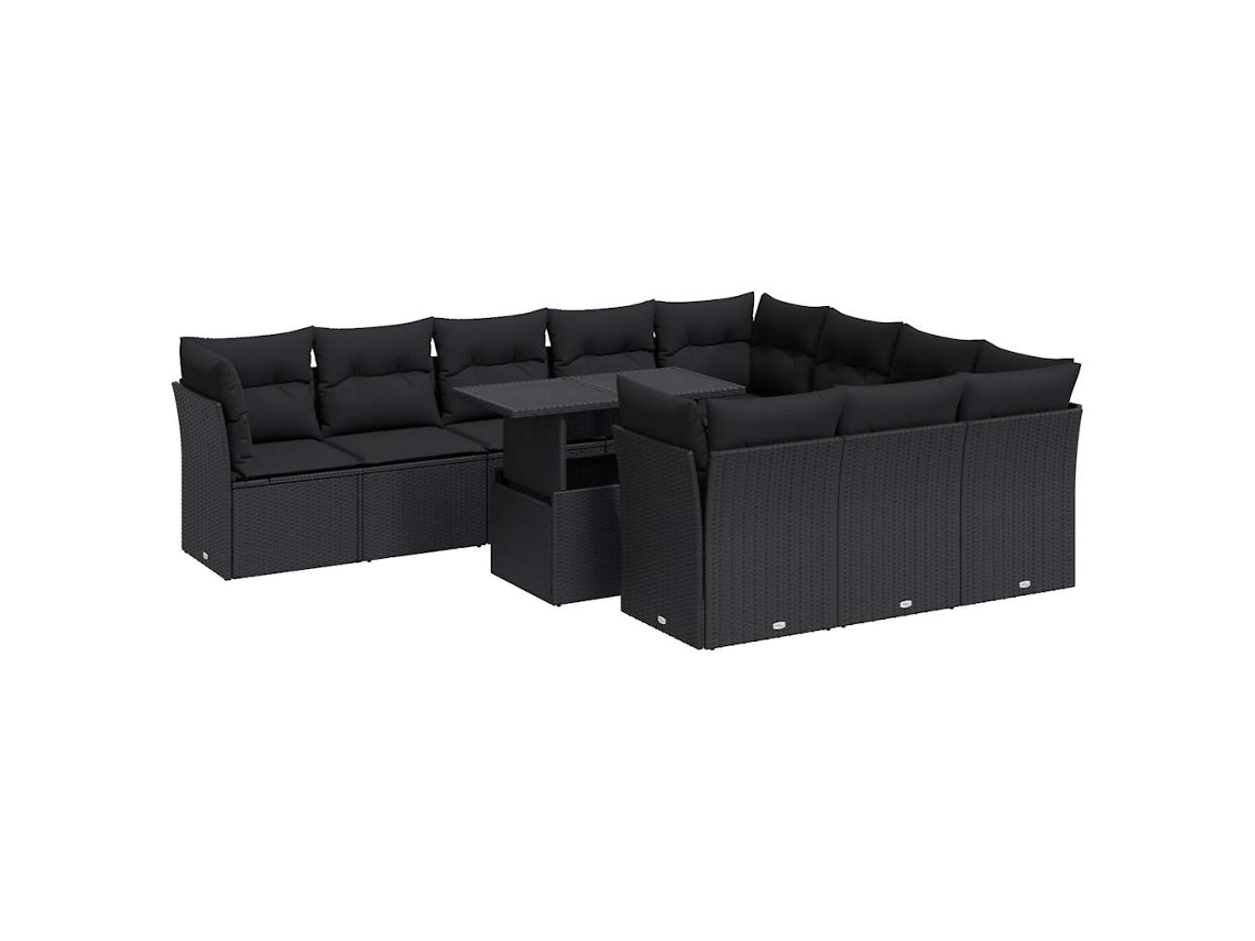 Maison Exclusive - Set De Sofás De Jardín 11 Pzas Y Cojines Ratán Sintético Negro