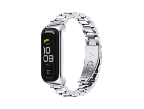Correa Smartwatch para Samsung Galaxy Fit 2 MIJOBS Acero Inoxidable con Tres Cuentas (Plata)