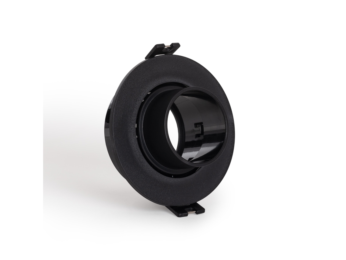 Marco de downlight circular inclinable de bajo UGR para lámpara LED GU10/GU5.3, corte Ø75 mm, Suefix negro, Ledkia
