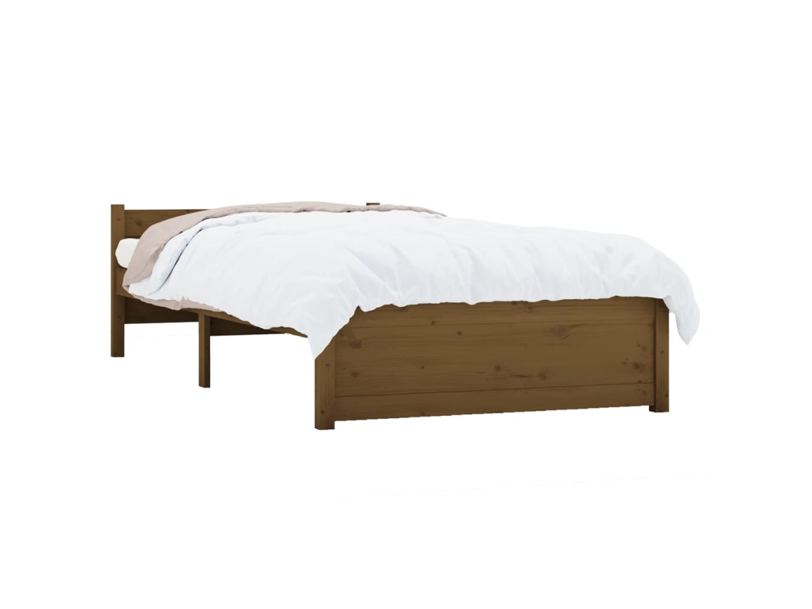 Cama con Plataforma Individual Pequeña Madera Marrón Miel (75x190 cm)