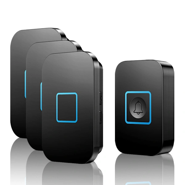 Timbre Inalámbrico Negro, Alcance De 400 M, Timbre Exterior Impermeable Ip55 Con Brillo.