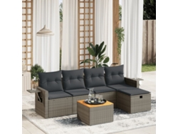 Conjunto de sofá de jardín de 6 piezas con cojines de mimbre gris, Dkd Home Decor