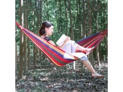 Hamaca de lona para acampar y uso al aire libre, tamaño individual (rayas rojas, 185 cm x 80 cm)