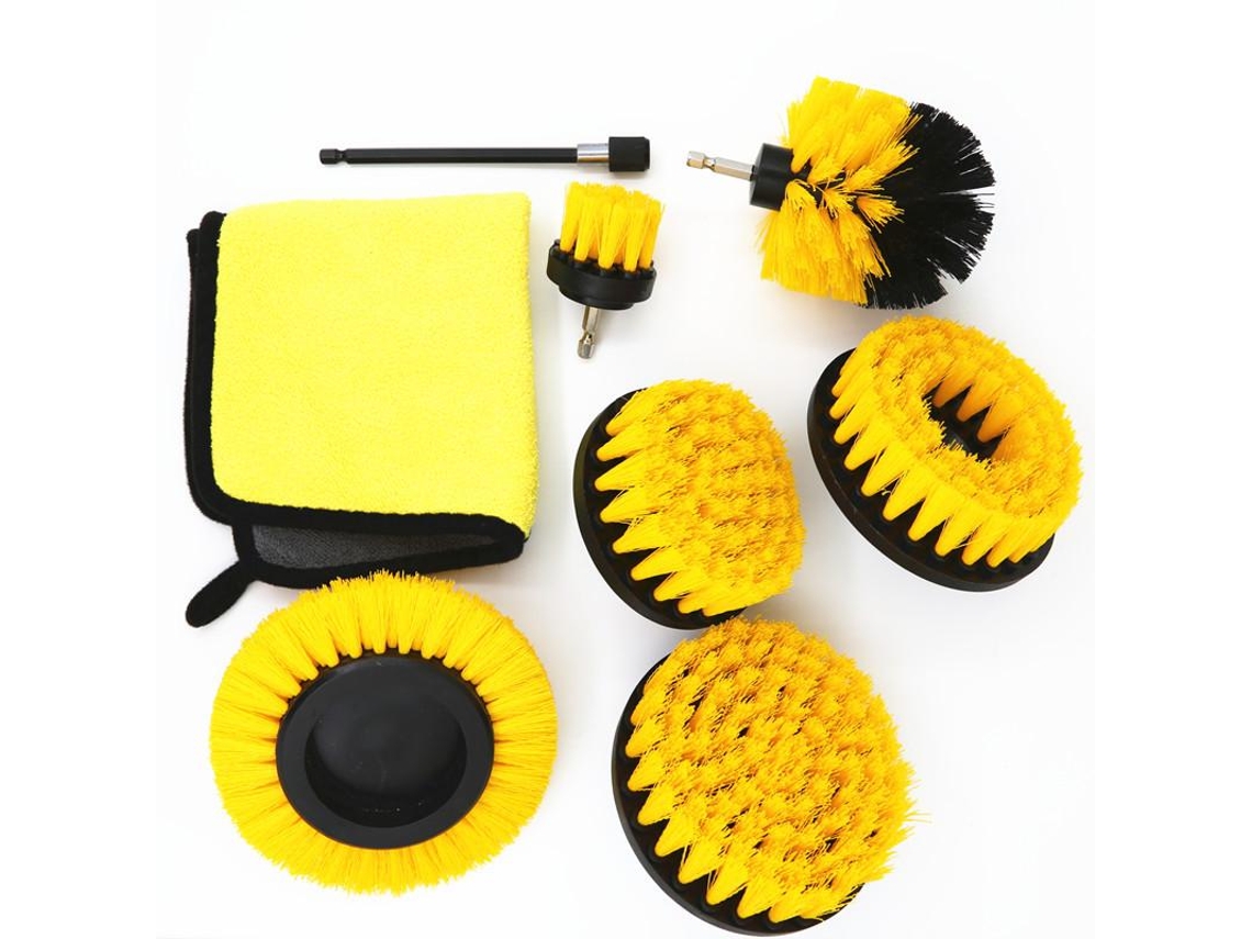 Cepillos de limpieza para taladro / destornillador, Amarillo, 8 piezas