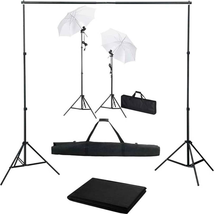 Kit Iluminación de Estudio VIDAXL con Telón de Fondo y Paraguas