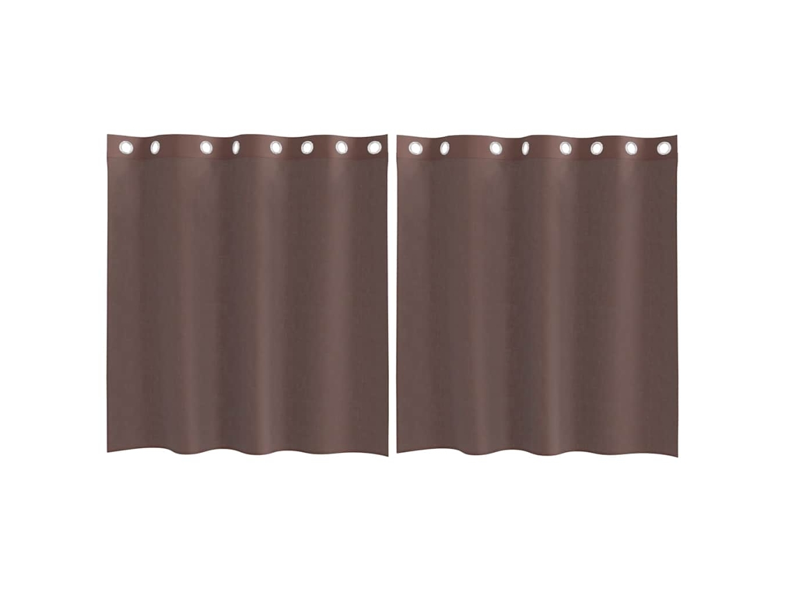 Maison Exclusive - Cortinas De Gasa Con Ojales 2 Uds Marrón 140x140 Cm