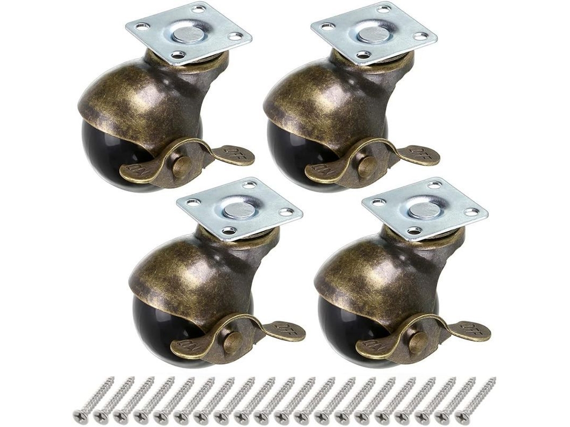 Ruedas De Bola De Bronce, 50 Mm, Con Freno, Para Muebles, Sofás, Sillas, Armarios, 4 Piezas.