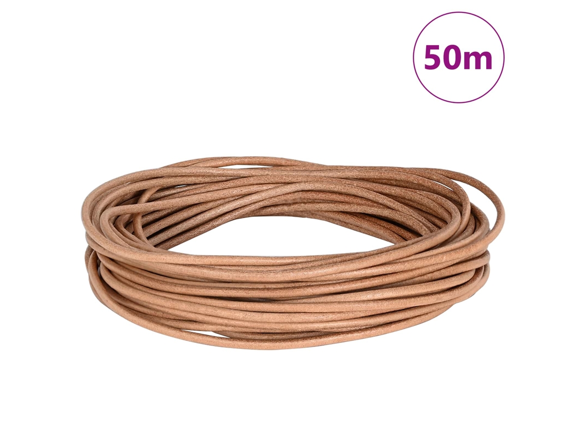 Cordón De Cuero Marrón Ø2,5 Mm X 50 M Cuero
