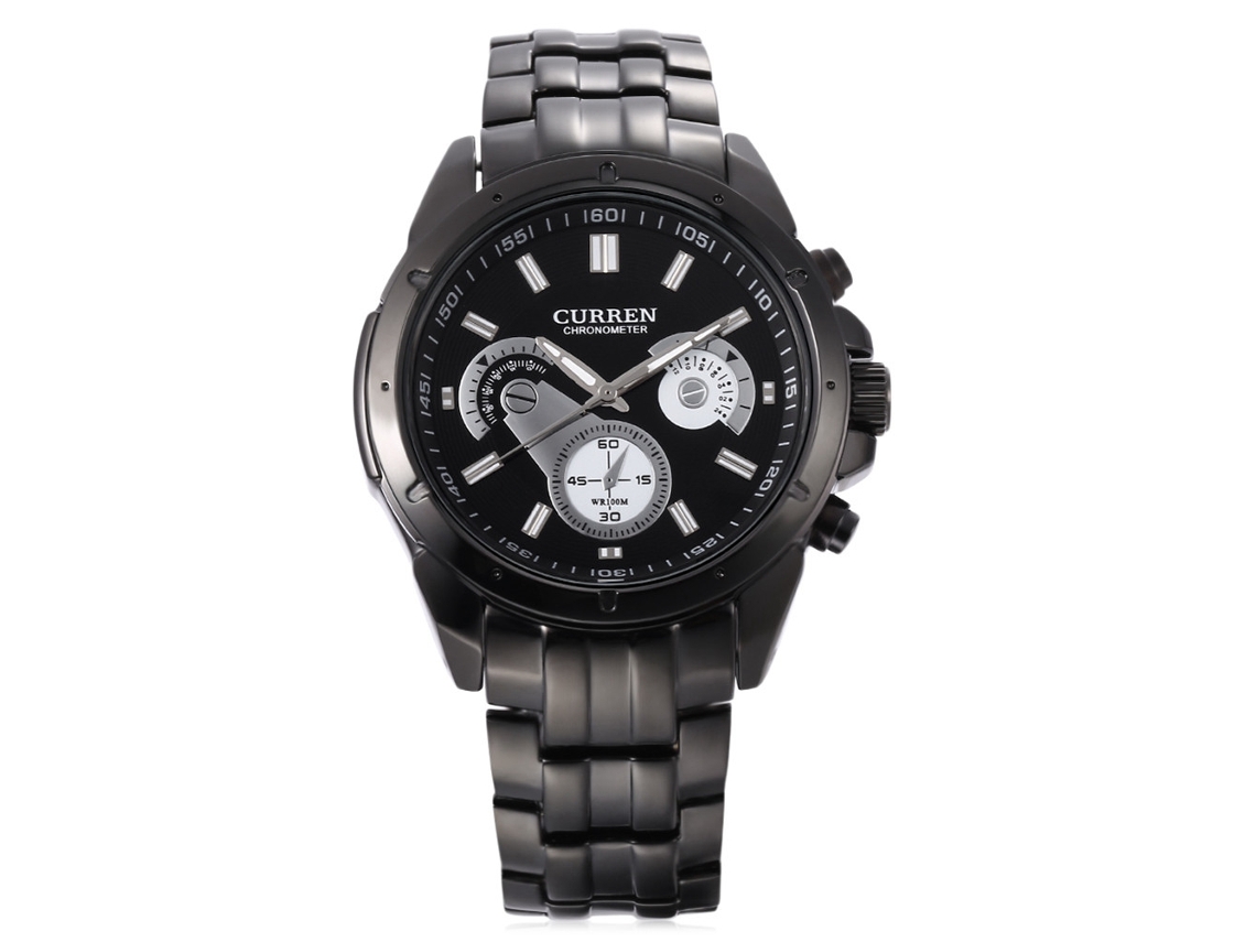 Reloj De Pulsera De Acero Para Hombre Con Movimiento De Cuarzo, Resistente Al Agua Hasta 30 M (negro).