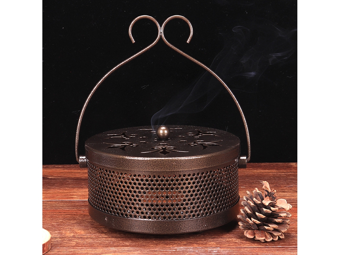 Soporte Portátil De Hierro Antiguo Para Espirales Antimosquitos Con Tapa Ignífuga Para El Hogar Y El Camping.