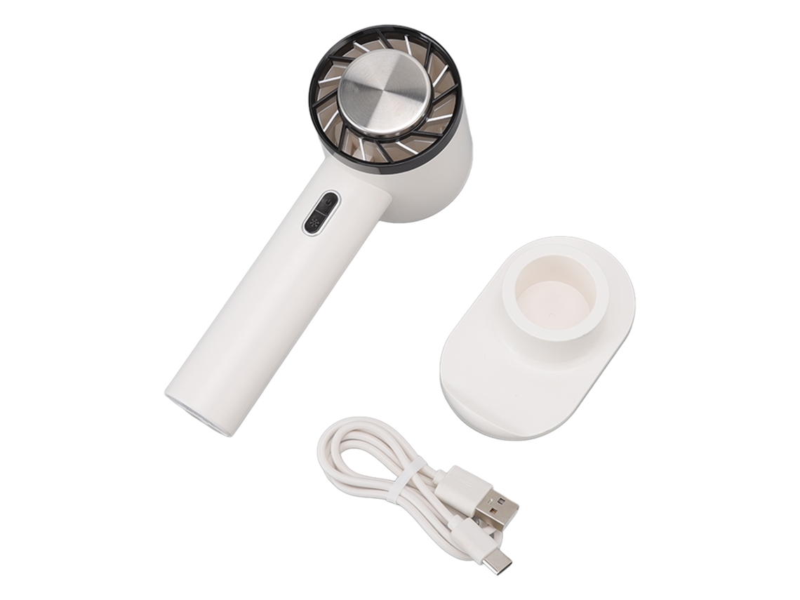 Mini Ventilador De Bolsillo Portátil Recargable Por Usb Con Base Extraíble, 3 Velocidades, Blanco.