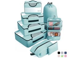 Juego de 8 bolsas de viaje, accesorios de almacenamiento de viaje con neceser colgante y bolsa para zapatos Cuich (azul)